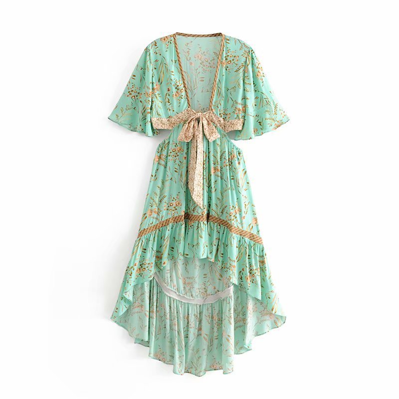 Boheemse jurk met tailleprint - NextthinkShop0CJNSSYLY07891 - Green - L0