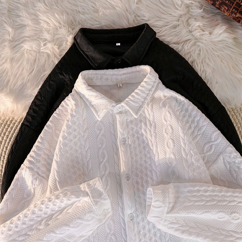 Casual Cardigan Loose Retro Plain Shirt - NextthinkShop0CJYH144513604DW0