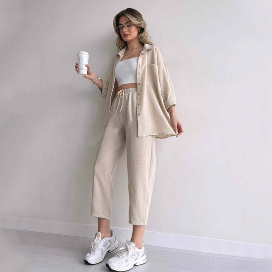 Cropped Sports Harem Pants Two-piece Set - NextthinkShop0CJYD184446101AZ0