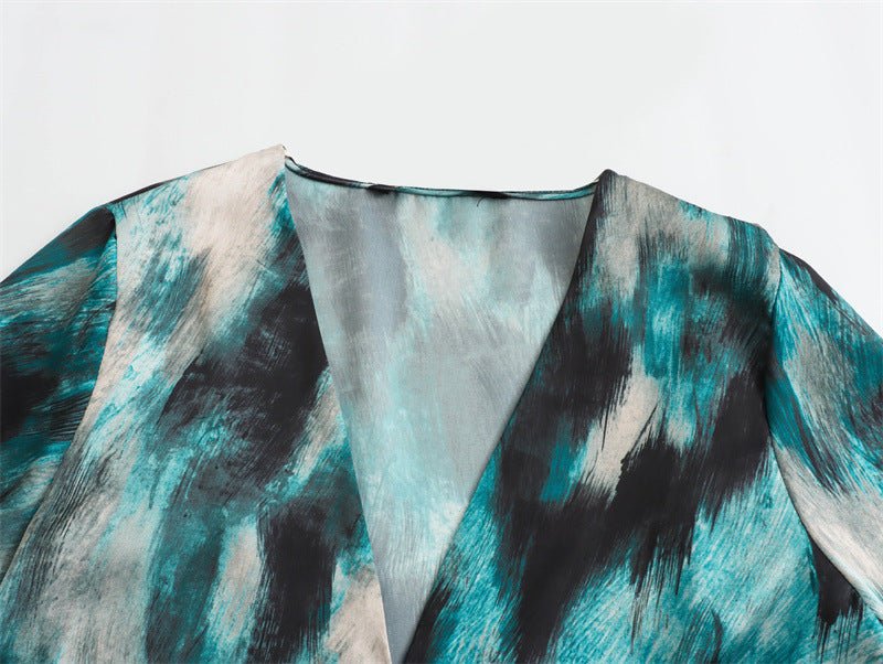 Fashion Printed V-neck Shirt Skirt Suit - NextthinkShop0CJLS192495208HS0