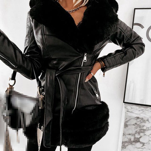 Fashion Women Leather Coats Jackets Ladies Jacket Black - NextthinkShop0CJQB135299303CX0