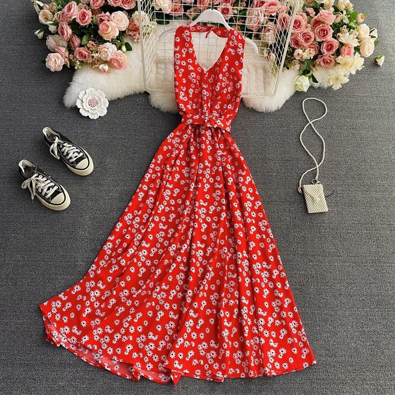 Floral Halter V Chiffon Dress - NextthinkShop0CJLY203228401AZ0