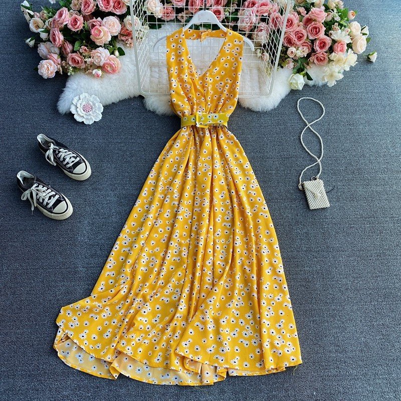 Floral Halter V Chiffon Dress - NextthinkShop0CJLY203228404DW0