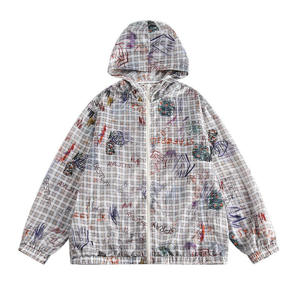 Graffiti Plaid Hooded Suits Men - NextthinkShop0CJTW204571402BY0