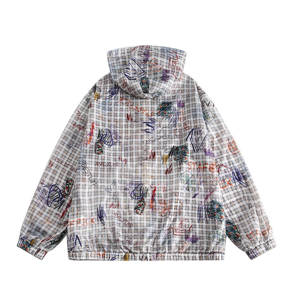 Graffiti Plaid Hooded Suits Men - NextthinkShop0CJTW204571406FU0