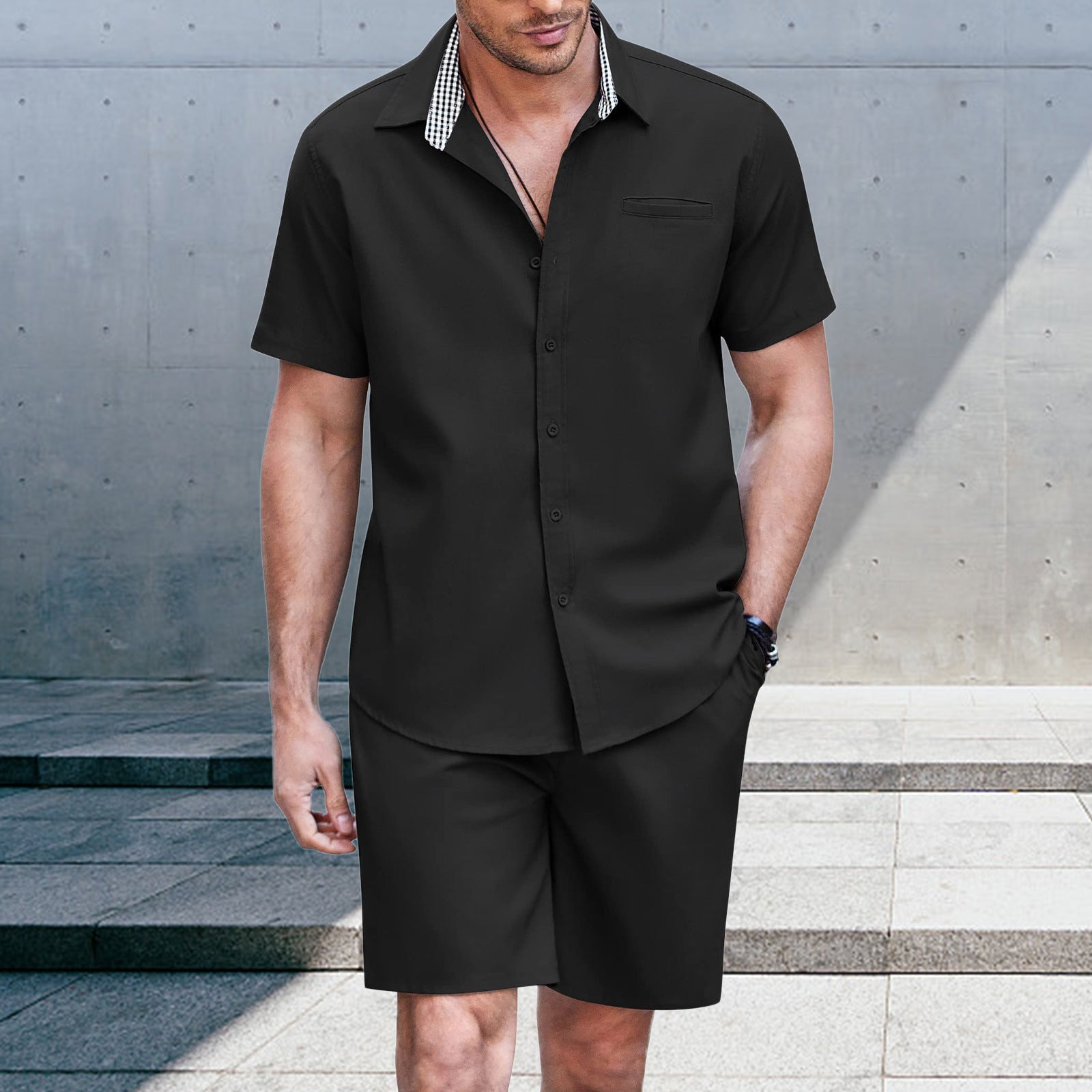 Herenmode casual overhemd shorts pak - NextthinkShop0CJTW206763908HS0