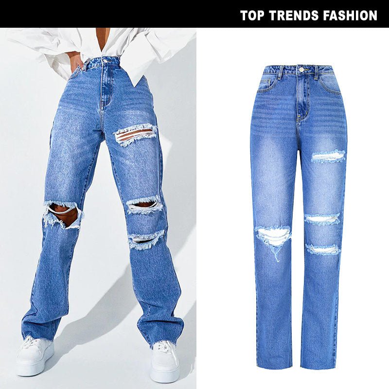high waisted ripped jeans for women  – NextthinkShop