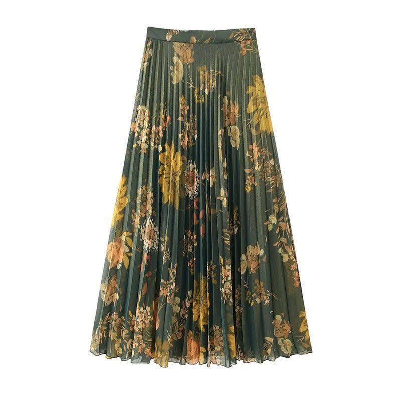 Printed Midi Skirt Pleated Skirt - NextthinkShop0CJLS192311508HS0