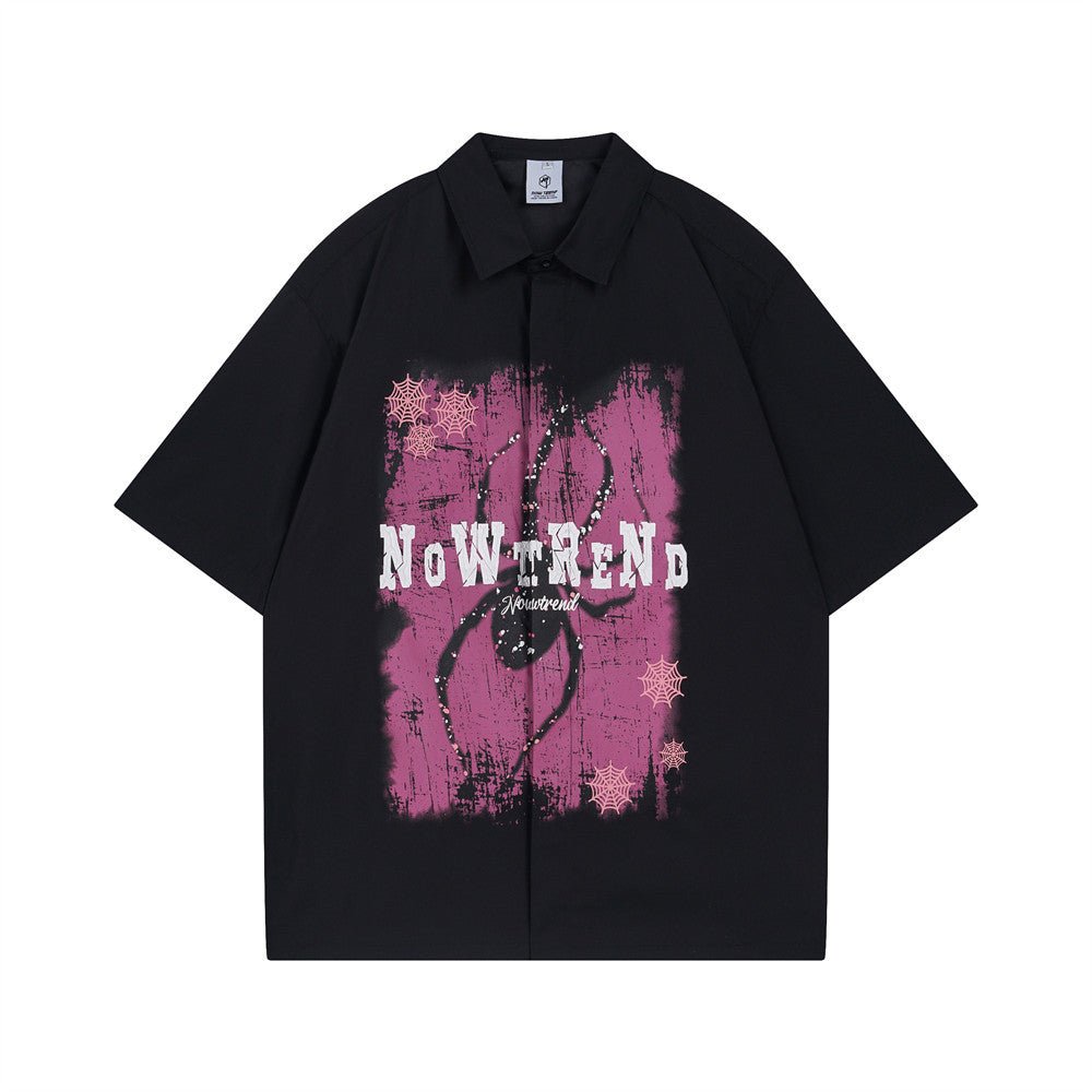 Spider Distressed Printed Short-sleeved Shirt - NextthinkShop0CJDS201859302BY0
