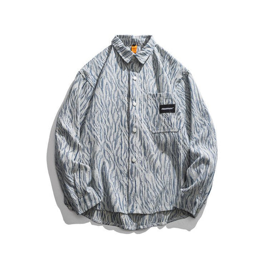 Street Irregular Striped Casual Shirt Men - NextthinkShop0CJFY127313304DW0
