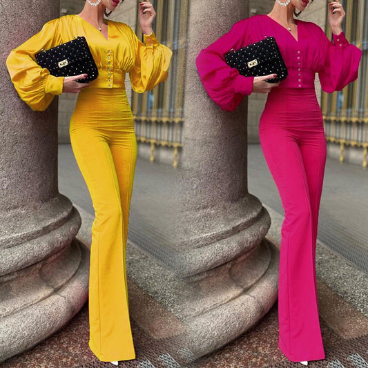 Women's Fashion Shirt Slim Fit High Waist Two-piece Suit - NextthinkShop0CJLS186222201AZ0