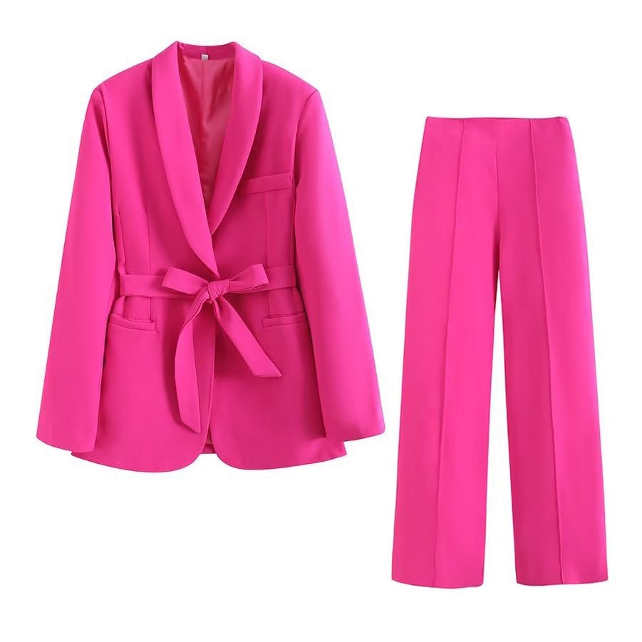 Women's Matching Belt Dress Small Suit Coat Casual Pants Set - NextthinkShop0CJLS201612604DW0