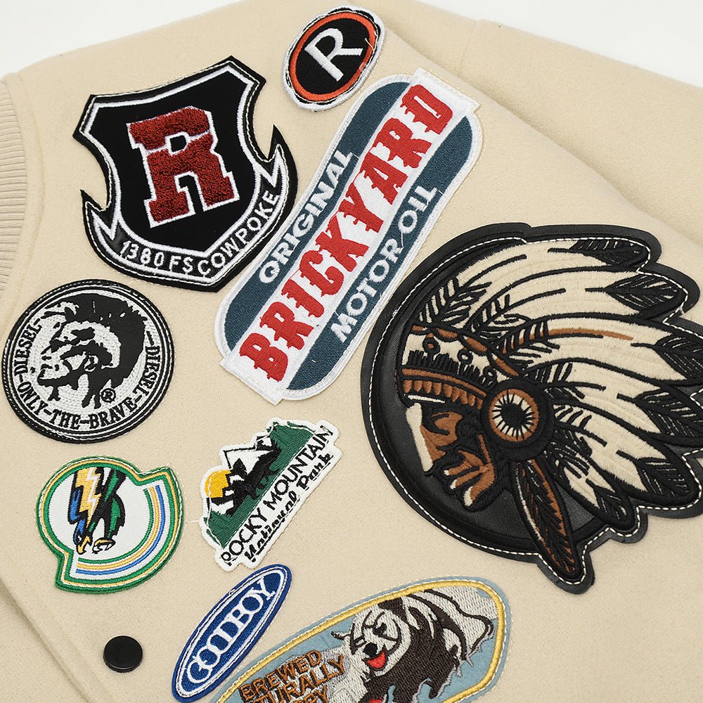 Badge Decoration Baseball Loose Casual Flight Cotton Coat Jacket - NextthinkShop