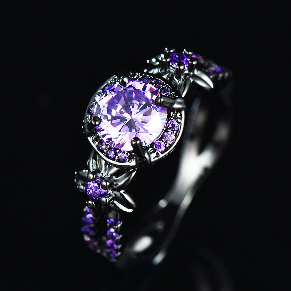 Black Gold Opal Diamond Purple Round Edge Men - NextthinkShop0CJLX174523169QJ0