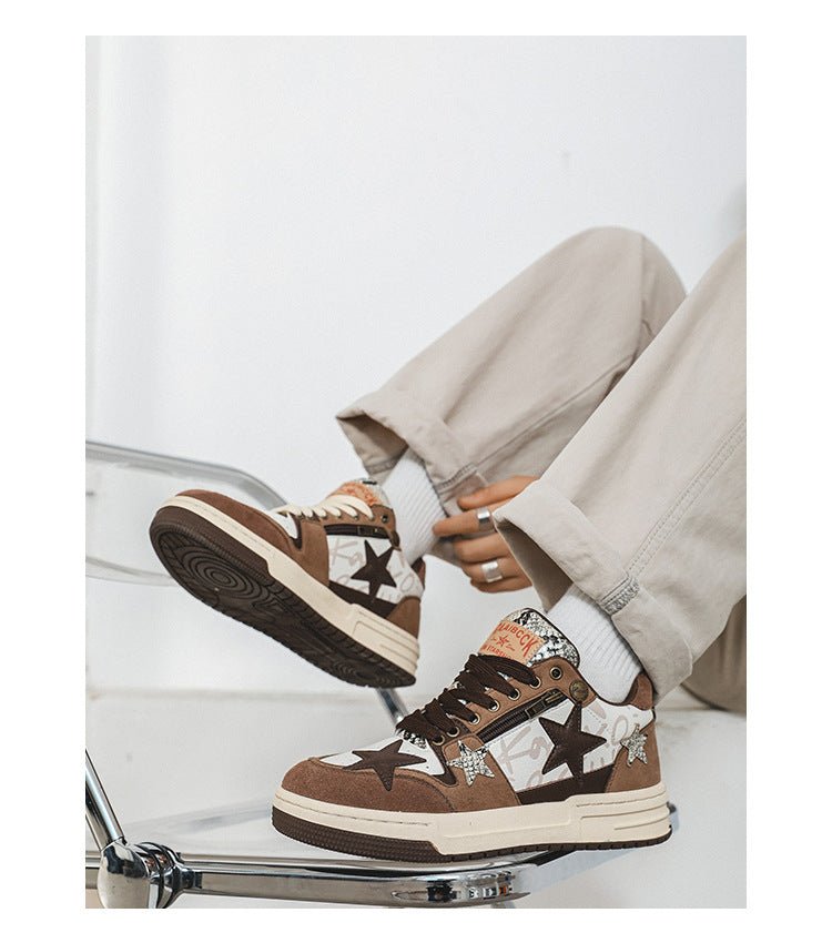 Brown Star Retro Minority Design Shoes - NextthinkShop
