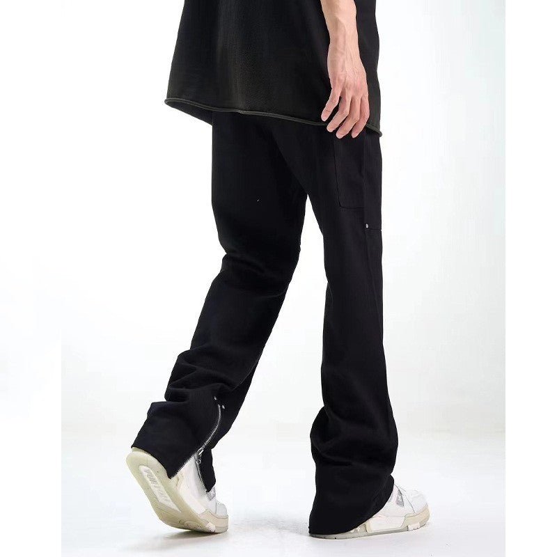 Casual Working Pants Men's Zipper Black Bootcut Pants - NextthinkShop0CJXX197367503CX0