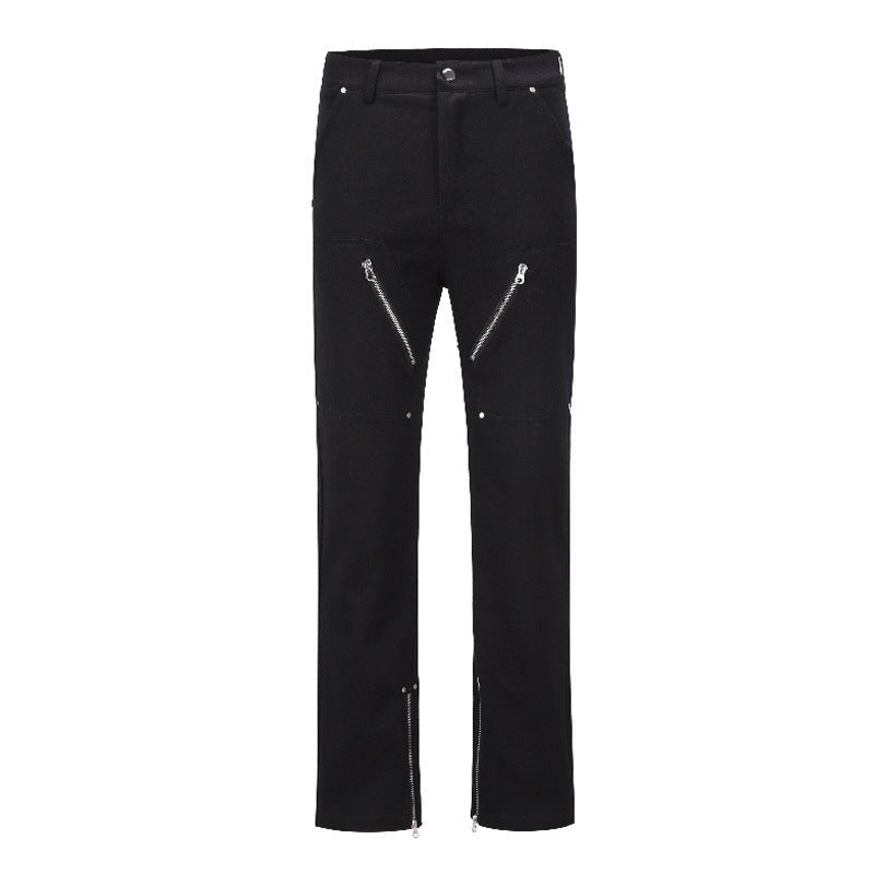 Casual Working Pants Men's Zipper Black Bootcut Pants - NextthinkShop0CJXX197367508HS0