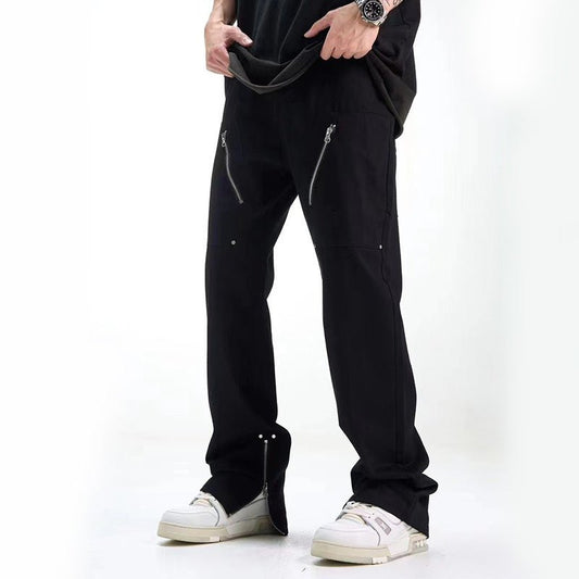 Casual Working Pants Men's Zipper Black Bootcut Pants - NextthinkShop0CJXX197367508HS0