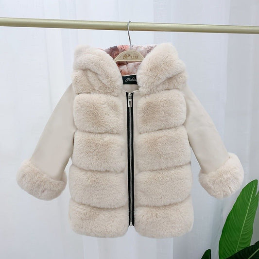 Children's Cotton Coat Rex Rabbit Hooded Faux Fur Coat - NextthinkShop