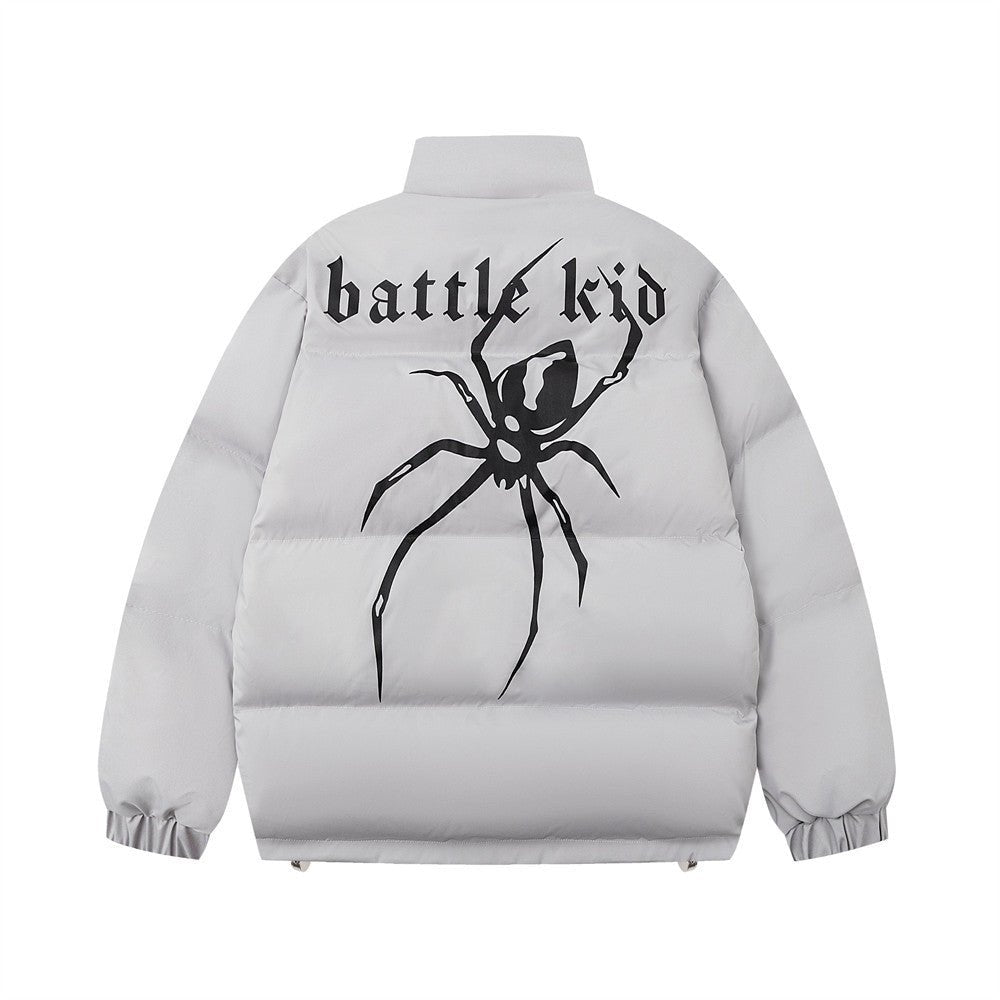 Dark Spider Print Stand Collar Bread Cotton Coat Jacket - NextthinkShopMen's ClothingCJPK196139705EVMen's Clothing