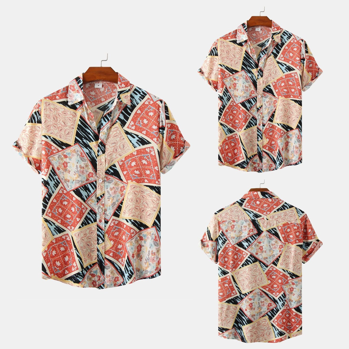 European And American Floral Men's Short-sleeved Shirt - NextthinkShop0CJDS196900604DW0