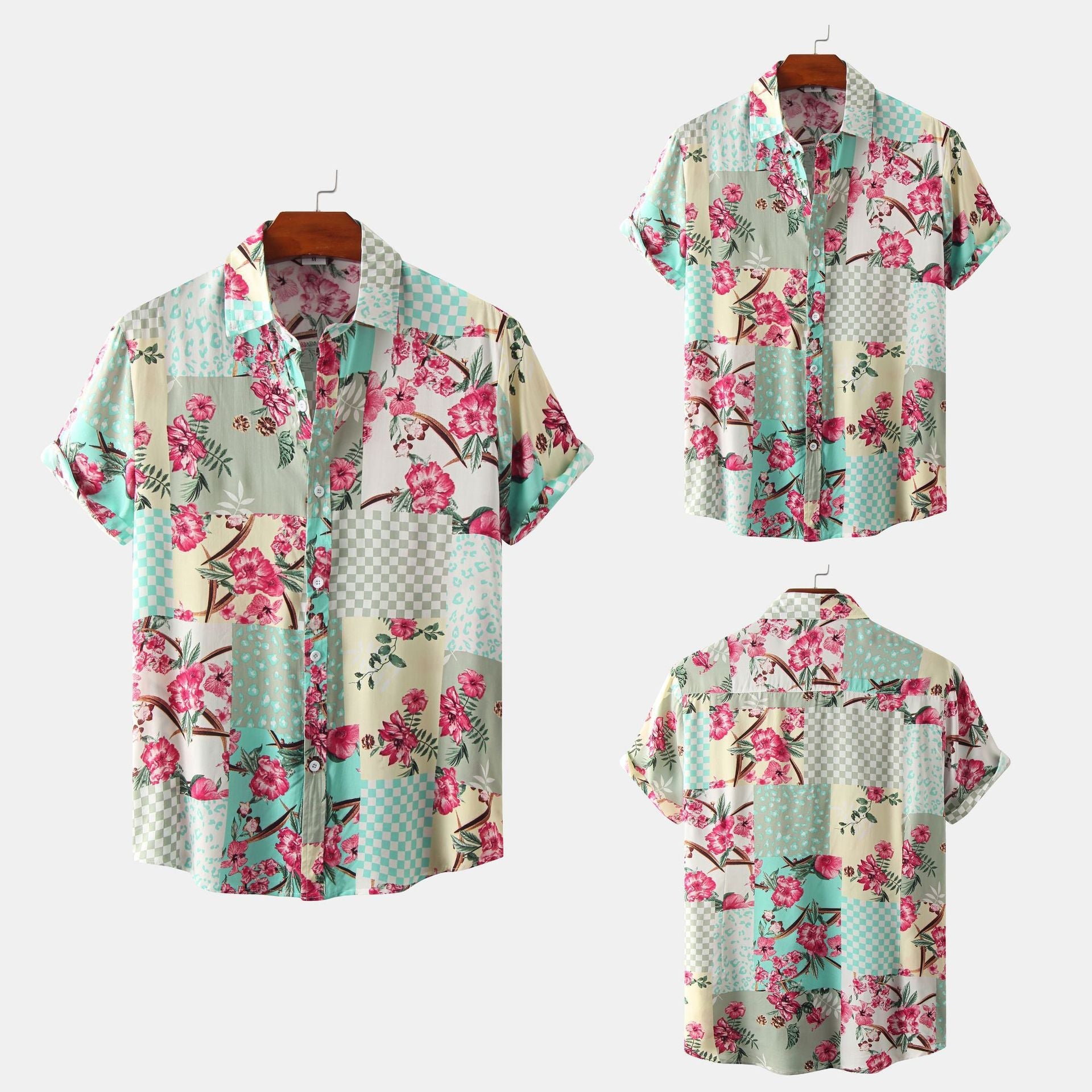 European And American Floral Men's Short-sleeved Shirt - NextthinkShop0CJDS196900604DW0