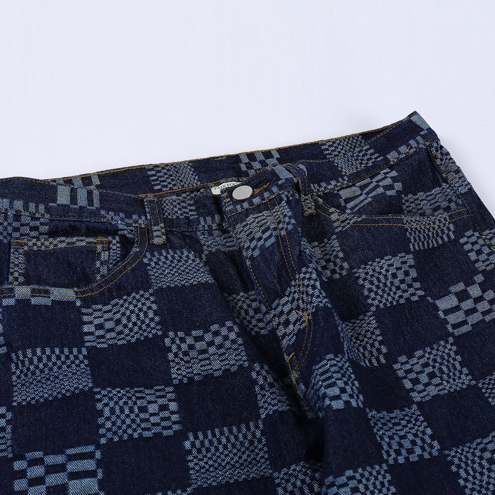 Fashion Checkerboard Jacquard Jeans For Men - NextthinkShop