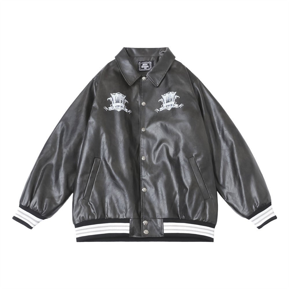 Flower Letter Printing Motorcycle Jacket Men - NextthinkShop