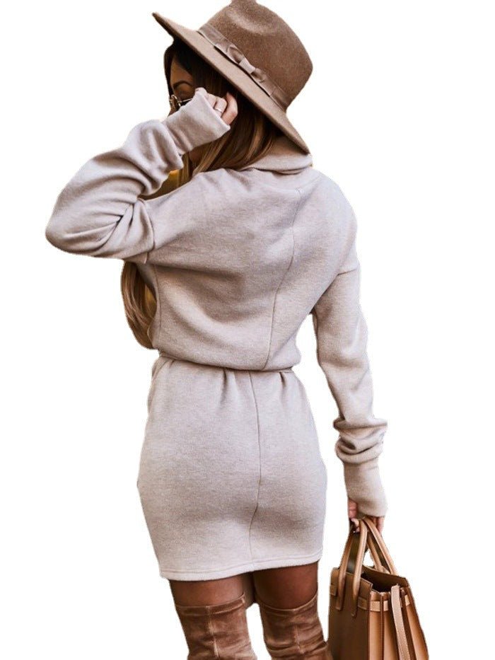 High Collar Belt Fashion Long Sleeve Skirt - NextthinkShopWomen's ClothCJLY187656401AZWomen's Cloth