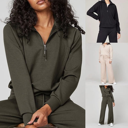 Hooded Sweater Cardigan Loose-fit Tappered Trousers Suit - NextthinkShopWomen's ClothCJLS195945132FUWomen's Cloth