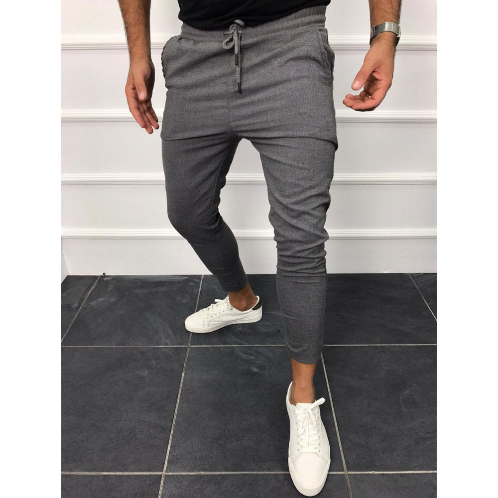 Lace-up casual pants solid color jogging pants - NextthinkShop0CJNSXZHL00119-Black-L0
