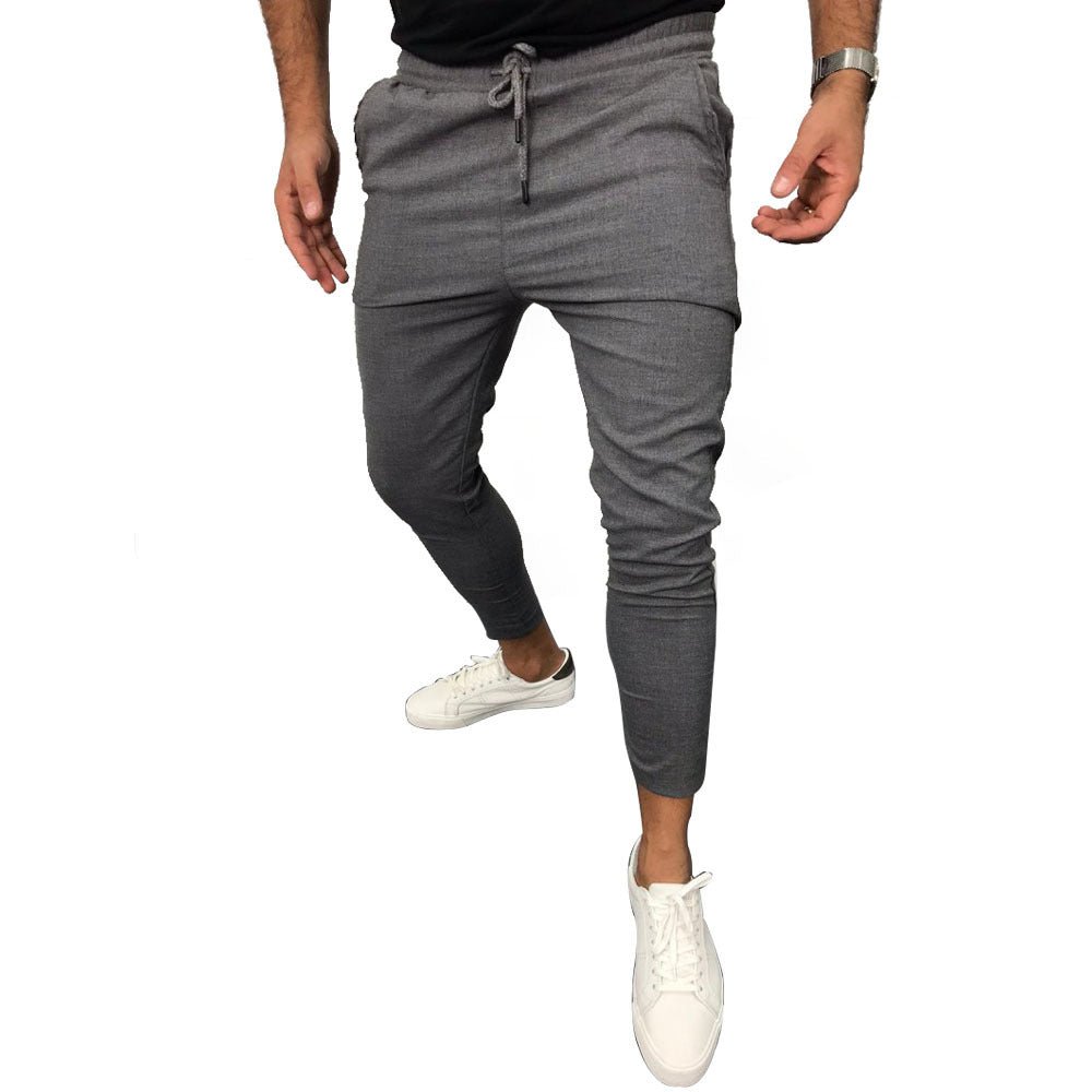 Lace-up casual pants solid color jogging pants - NextthinkShop0CJNSXZHL00119-Dark grey-L0
