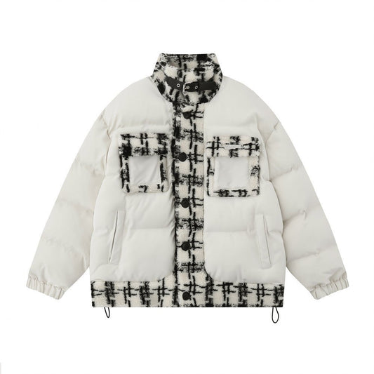 Lambswool Stitching Color-contrast Check Cotton Coat Jacket - NextthinkShopMen's ClothingCJPK196127303CXMen's Clothing