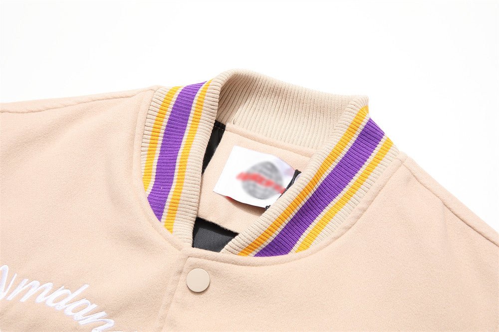 Letter Machine Embroidery Baseball Uniform Men's Hip Hop Stitching PU Leather Jacket - NextthinkShop