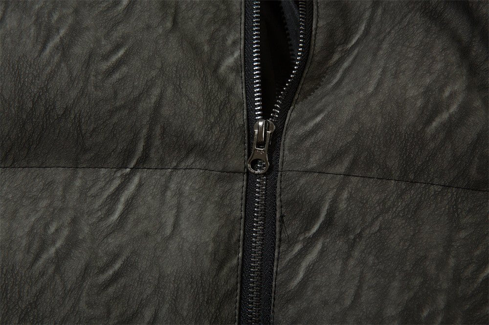 Letter Patch Embroidered Leather Coat For Men - NextthinkShop