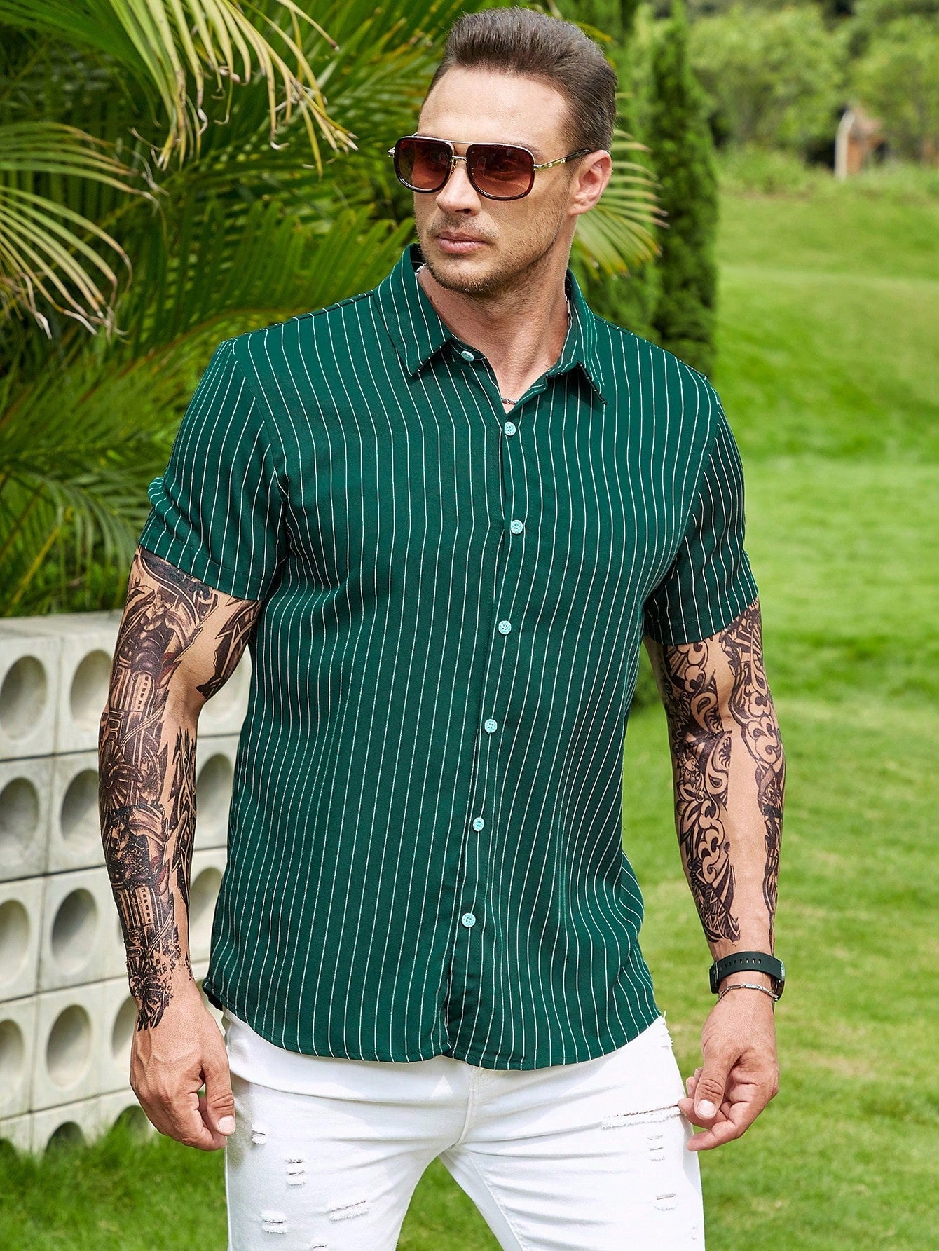 Manfinity Homme Men Striped Print Shirt - NextthinkShopsm2304084740473783