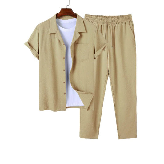 Men's Casual Cotton Linen Shirt Suit - NextthinkShop
