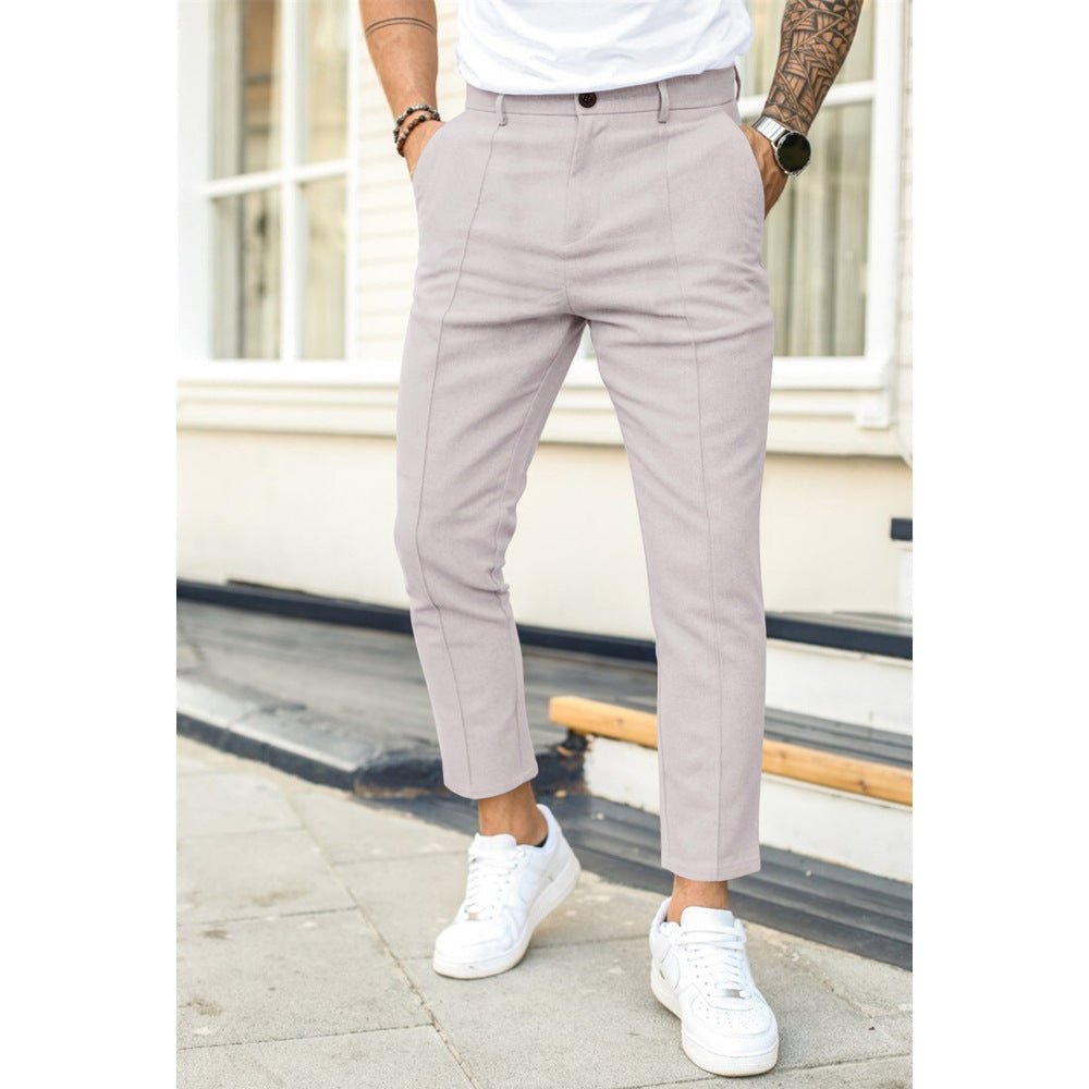 Men's Double Fold Line Solid Color Casual Suit Pants - NextthinkShop0CJXX199182306FU0