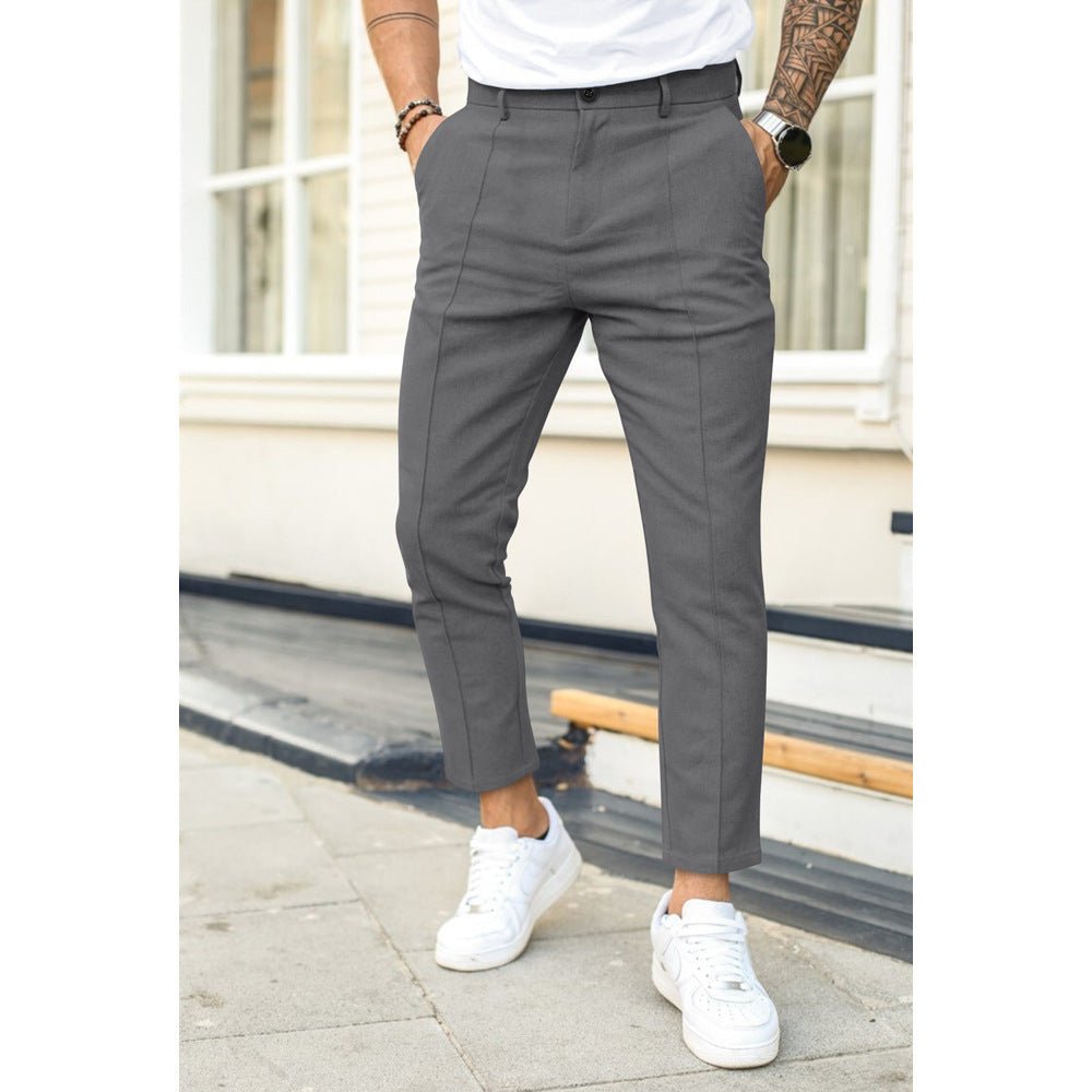 Men's Double Fold Line Solid Color Casual Suit Pants - NextthinkShop0CJXX199182312LO0