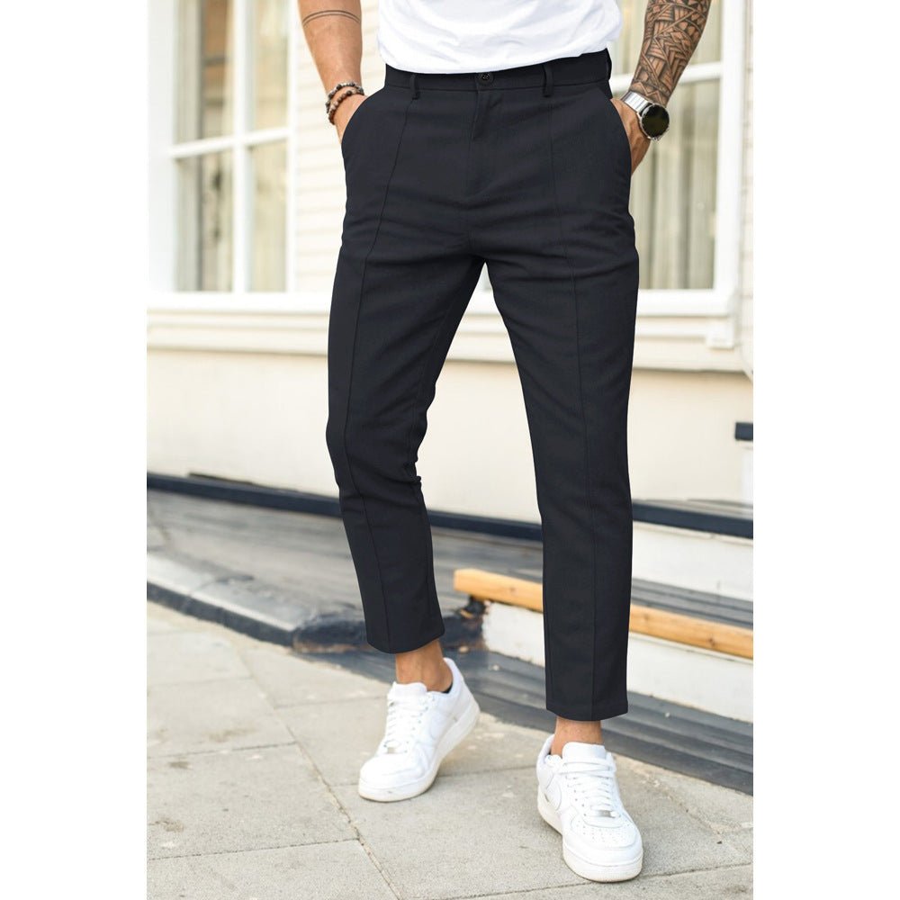 Men's Double Fold Line Solid Color Casual Suit Pants - NextthinkShop0CJXX199182318RI0