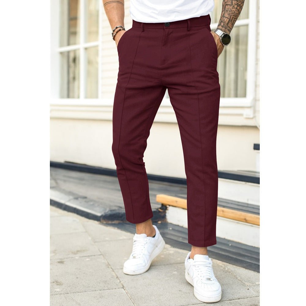 Men's Double Fold Line Solid Color Casual Suit Pants - NextthinkShop0CJXX199182324XC0