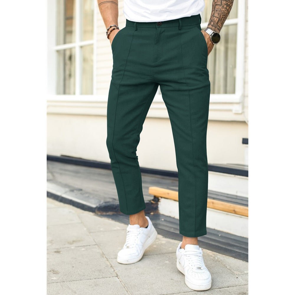 Men's Double Fold Line Solid Color Casual Suit Pants - NextthinkShop0CJXX199182330DW0
