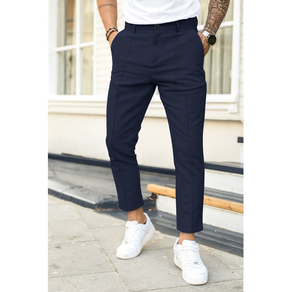 Men's Double Fold Line Solid Color Casual Suit Pants - NextthinkShop0CJXX199182336JQ0