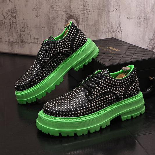 Men's Fashion Design Rivet Leather Shoes Platform Casual Shoes - NextthinkShop