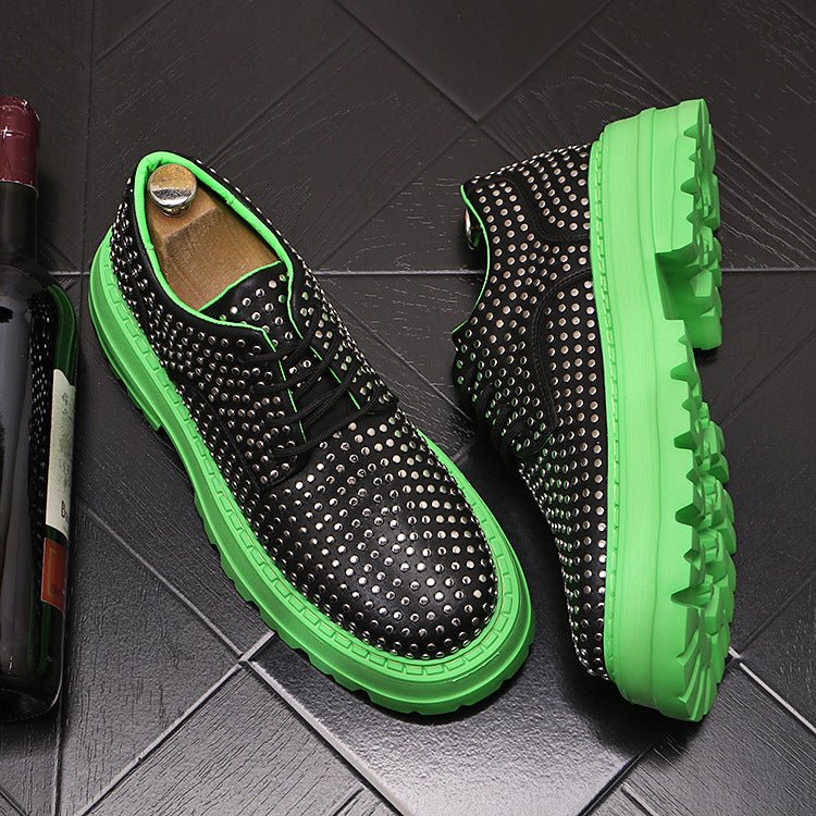 Men's Fashion Design Rivet Leather Shoes Platform Casual Shoes - NextthinkShop