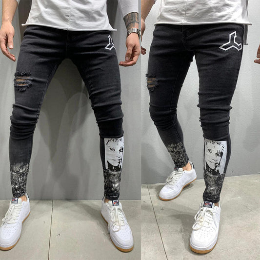 Men's Ripped Stretch Stiletto Jeans Black Jeans - NextthinkShop