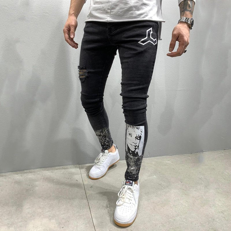 Men's Ripped Stretch Stiletto Jeans Black Jeans - NextthinkShop