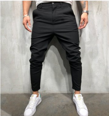 Men's Solid Color Slim Woven Leisure Trousers - NextthinkShop0CJNSXZHL00248-Black-3XL0