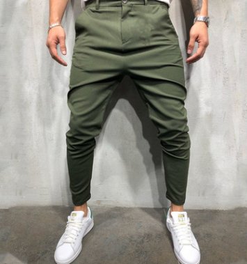 Men's Solid Color Slim Woven Leisure Trousers - NextthinkShop0CJNSXZHL00248-Green-3XL0