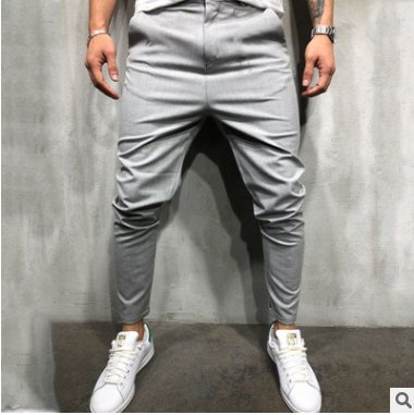 Men's Solid Color Slim Woven Leisure Trousers - NextthinkShop0CJNSXZHL00248-Grey-3XL0
